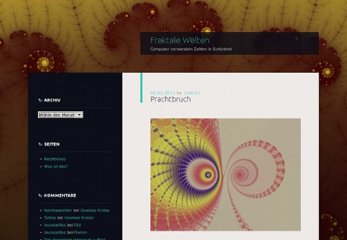 Screenshot des neuen Designs der Fraktalen Welten